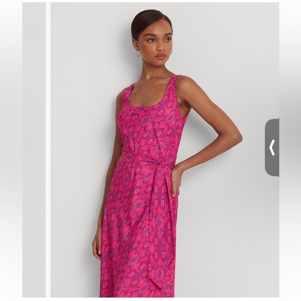 Ralph Lauren Fuchsia Printed Midi Dress - Picture 3 of 8